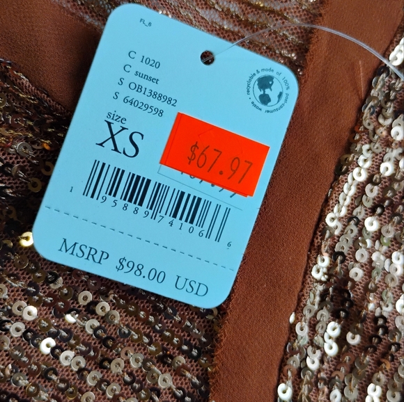 Free People Sunset Rose Bodysuit NWT Strappy Shimmer & Shine Women's Sz XS - Picture 12 of 16